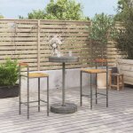Vidaxl ensemble de bar jardin 3 pcs gris poly rotin / bois massif acacia