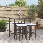 Vidaxl ensemble de bar de jardin 5 pcs avec coussins noir poly rotin