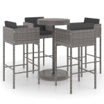 Vidaxl ensemble de bar de jardin 5 pcs et coussins r�sine tress�e gris