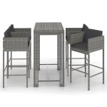 Vidaxl ensemble de bar de jardin 5 pcs et coussins r�sine tress�e gris