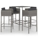 Vidaxl ensemble de bar de jardin 5 pcs et coussins r�sine tress�e gris