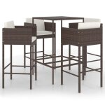 Vidaxl ensemble bar de jardin 5 pcs et coussins r�sine tress�e marron