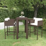 Vidaxl ensemble bar de jardin 5 pcs et coussins r�sine tress�e marron
