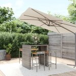 Vidaxl ensemble de bar jardin 5 pcs gris poly rotin / bois massif acacia