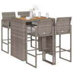 Vidaxl ensemble de bar de jardin 5 pcs sans coussins gris poly rotin Vidaxl ensemble de bar de jardin 5 pcs sans coussins gris poly rotin