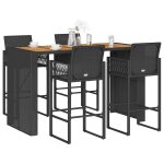 Vidaxl ensemble de bar de jardin 5 pcs sans coussins noir poly rotin