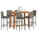 Vidaxl ensemble de bar de jardin 7 pcs gris bois massif acacia rotin
