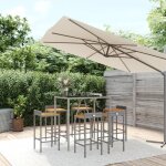 Vidaxl ensemble de bar jardin 7 pcs gris poly rotin / bois massif acacia
