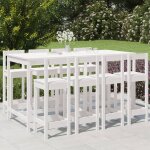 Vidaxl ensemble de bar de jardin 9 pcs blanc bois de pin massif