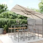 Vidaxl ensemble de bar jardin 9 pcs gris poly rotin / bois massif acacia