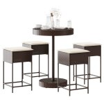 Vidaxl ensemble de bar de jardin avec coussins 5 pcs marron poly rotin