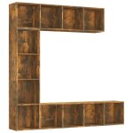 Vidaxl ensemble bibliothque / meuble tv 3 pcs chne fum 180x30x180 cm