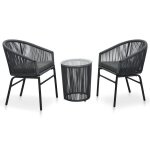 Vidaxl ensemble de bistro 3 pcs avec coussins rotin pvc anthracite