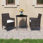 Vidaxl ensemble de bistro 3 pcs rsine tresse et verre tremp marron