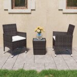 Vidaxl ensemble de bistro 3 pcs rsine tresse et verre tremp marron