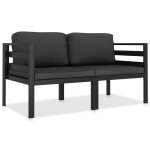 Vidaxl ensemble de canapés 2 pcs avec coussins aluminium anthracite Vidaxl ensemble de canapés 2 pcs avec coussins aluminium anthracite