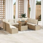 Vidaxl ensemble de canap� de jardin 10 pi�ces avec coussins beige rotin synth�tique