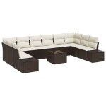Vidaxl ensemble de canap� de jardin en 10 pi�ces avec coussins gris en poly rotin