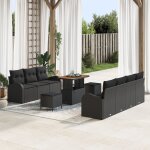 Vidaxl ensemble de canap�s de jardin 10 pi�ces avec coussins noir poly rattan acacia, vidaxl canap� de ...