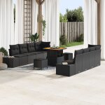 Vidaxl ensemble de canap de jardin 11 pices avec coussins noir poly rattan acacia, vidaxl canap de ...