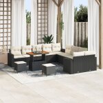 Vidaxl ensemble de canap� de jardin de 13 pi�ces avec coussins noir rotin synth�tique acacia