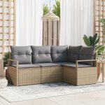 Vidaxl ensemble de canap de jardin 4 pices avec coussins beige poly rotin, vidaxl canap de jardin ...
