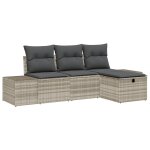 Vidaxl ensemble de canap� de jardin de 4 pi�ces avec coussins gris clair en poly rotin