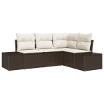 Vidaxl ensemble de canap� de jardin 4 pi�ces avec coussins marron en poly rattan
