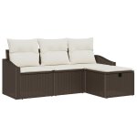Vidaxl ensemble de canap de jardin 4 pices avec coussins marron en rotin synthtique