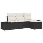 Vidaxl ensemble de canapé de jardin 4 pièces avec coussins en rotin noir Vidaxl ensemble de canapé de jardin 4 pièces avec coussins en rotin noir
