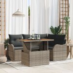 Vidaxl ensemble de canap de jardin 5 pices avec coussins gris rattan poly, vidaxl canap de jardin ...