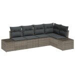 Vidaxl ensemble de canapés de jardin 5 pièces avec coussins gris en rotin synthétique Vidaxl ensemble de canapés de jardin 5 pièces avec coussins gris en rotin synthétique