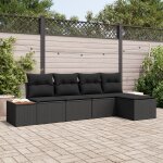 Vidaxl ensemble de canap� de jardin en 5 pi�ces avec coussins noir poly rotin acacia