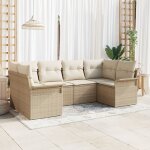 Vidaxl ensemble de canap�s de jardin 6 pi�ces avec coussins beige poly rotin, vidaxl canap� de jardin ...