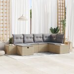Vidaxl ensemble de canap de jardin 6 pices avec coussins beige rotin synthtique