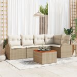 Vidaxl ensemble de canap de jardin 6 pices avec coussins beige rotin synthtique acacia