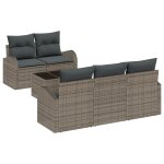 Vidaxl ensemble de canap� de jardin de 6 pi�ces avec coussins gris rotin synth�tique