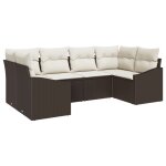 Vidaxl ensemble de canap� de jardin 6 pi�ces avec coussins marron poly rattan