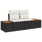 Vidaxl ensemble de canap� de jardin 6 pi�ces avec coussins noir poly rotin acacia