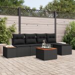 Vidaxl ensemble de canap� de jardin 6 pi�ces avec coussins noir poly rotin acacia