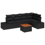 Vidaxl ensemble de canapé de jardin 6 pièces avec coussins noir en rotin synthétique Vidaxl ensemble de canapé de jardin 6 pièces avec coussins noir en rotin synthétique