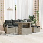 Vidaxl ensemble de canap�s de jardin 6 pi�ces avec coussins en rattan poly gris clair, vidaxl canap� ...
