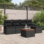 Vidaxl ensemble de canap�s de jardin 6 pi�ces noir et bois teint�