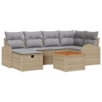 Vidaxl ensemble de canap�s de jardin de 7 pi�ces avec coussins beige poly rattan