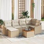 Vidaxl ensemble de canapé de jardin 7 pièces avec coussins beige poly rotin acacia Vidaxl ensemble de canapé de jardin 7 pièces avec coussins beige poly rotin acacia