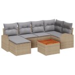 Vidaxl ensemble de canapé de jardin de 7 pièces avec coussins beige en polyrattan et acacia Vidaxl ensemble de canapé de jardin de 7 pièces avec coussins beige en polyrattan et acacia