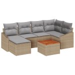 Vidaxl ensemble de canapés de jardin de 7 pièces avec coussins beige en rattan acacia Vidaxl ensemble de canapés de jardin de 7 pièces avec coussins beige en rattan acacia