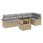 Vidaxl ensemble de canap� de jardin 7 pi�ces avec coussins beige rattan poly