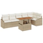 Vidaxl ensemble de canapé de jardin 7 pièces avec coussins beige en rotin poly Vidaxl ensemble de canapé de jardin 7 pièces avec coussins beige en rotin poly
