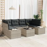 Vidaxl ensemble de canap de jardin 7 pices avec coussins gris clair en rotin synthtique